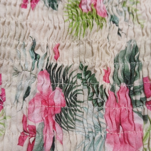 MonnaLisa‎ Cream and Pink Smocked Midi Dress - Picture 3 of 5